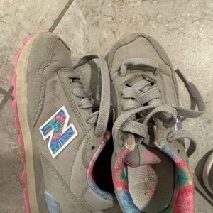 Kids Gray Sneakers with Rainbow Accents size 11